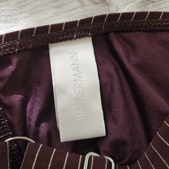 Zimmermann Maroon And Gold Pin Striped Bikini Top Size 1 (US 4-6) - Picture 5 of 8